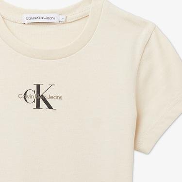  Calvin Klein Micro Monogram Krem Rengi Çocuk Sweatshirt