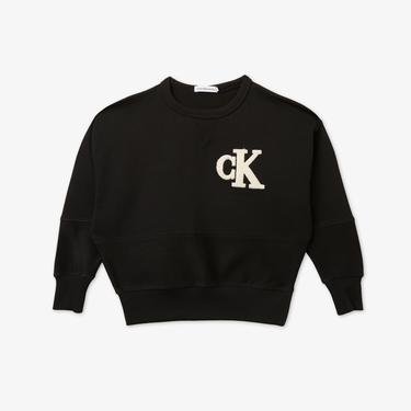  Calvin Klein Towelling Mono Cn Siyah Çocuk Sweatshirt