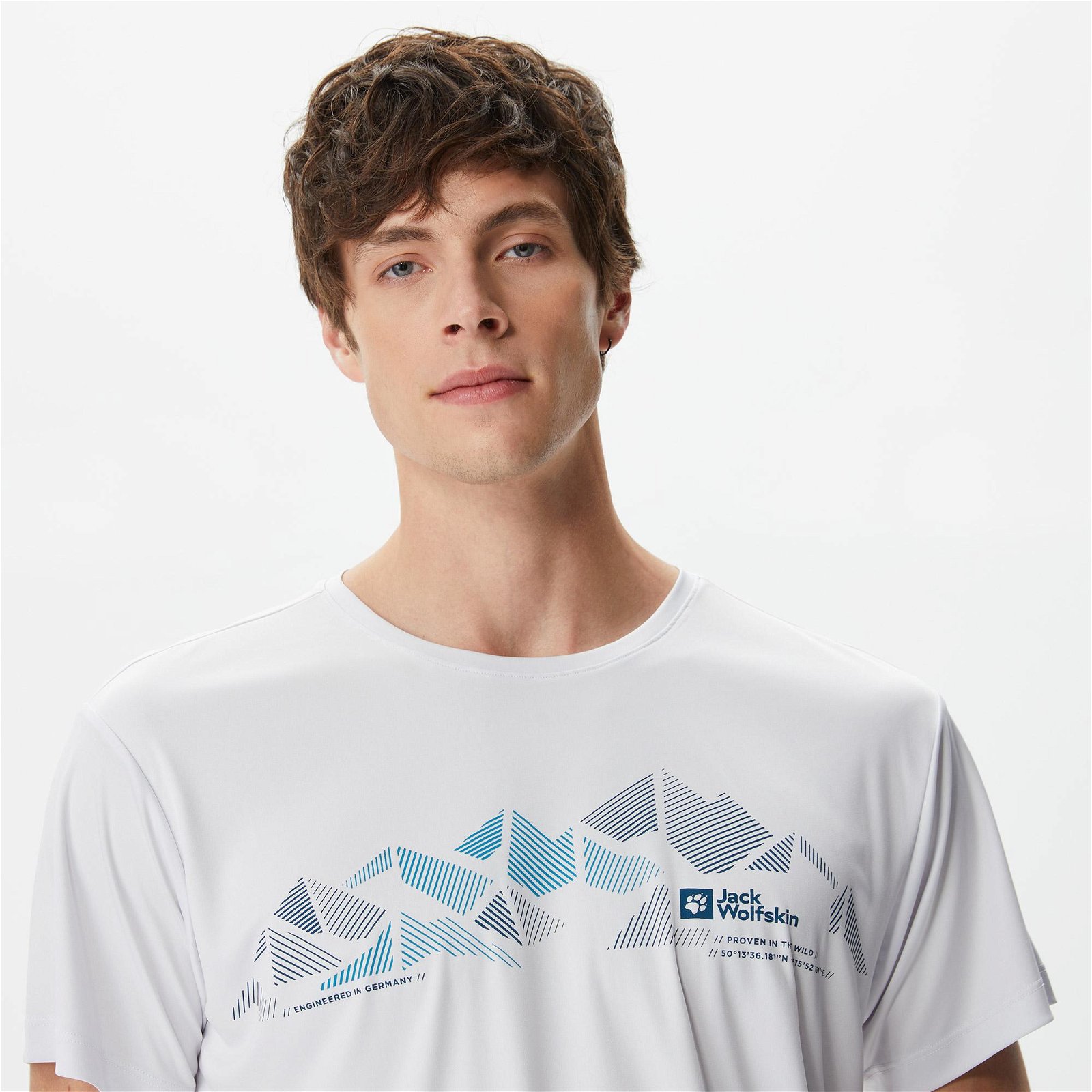  Jack Wolfskin Peak Graphic Erkek Beyaz T-Shirt