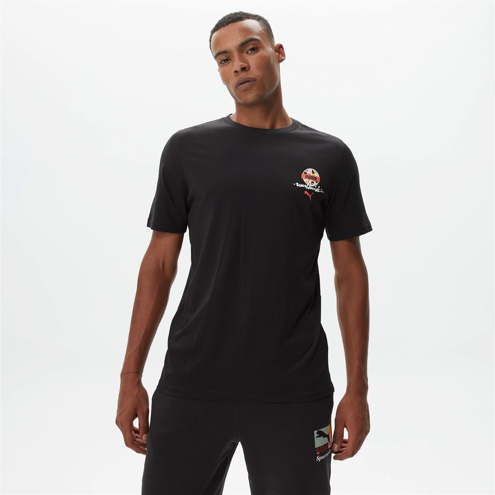 Puma Swxp Worldwide Graphic Erkek Siyah T-Shirt