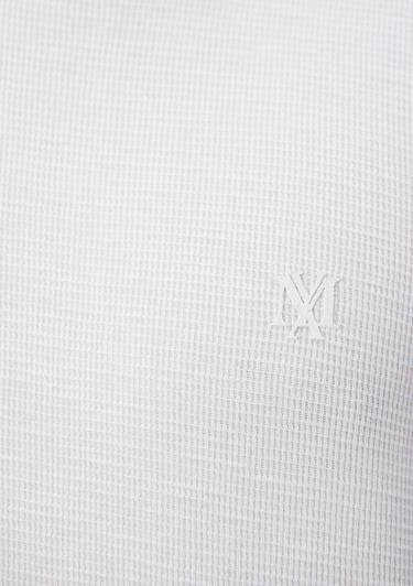  Mavi Uzun Kollu Beyaz Tişört Regular Fit / Normal Kesim 065755-620