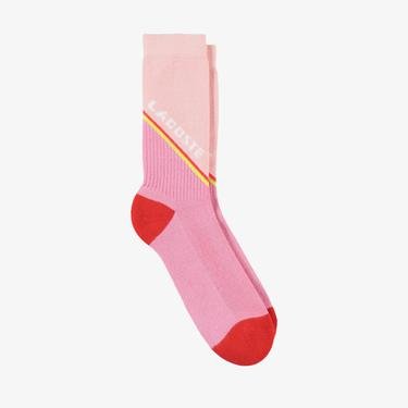  Lacoste Unisex Renk Bloklu Pembe Çorap