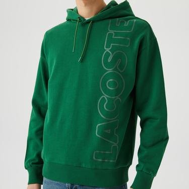 Lacoste Unisex Relax Fit Kapüşonlu Baskılı Yeşil Sweatshirt