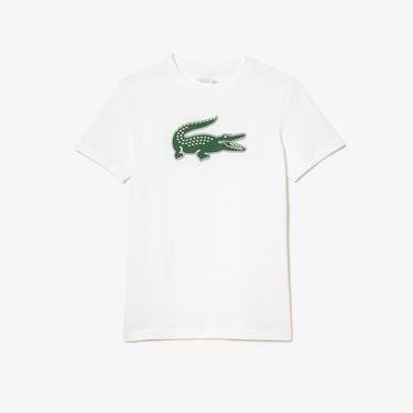  Lacoste Large Croc Print Erkek Beyaz T-Shirt