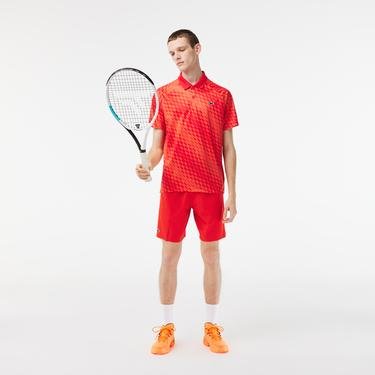  Lacoste SPORT X Novak Djokovic Erkek Regular Fit Desenli Kırmızı Polo