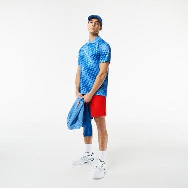  Lacoste SPORT X Novak Djokovic Erkek Regular Fit Desenli Mavi Polo