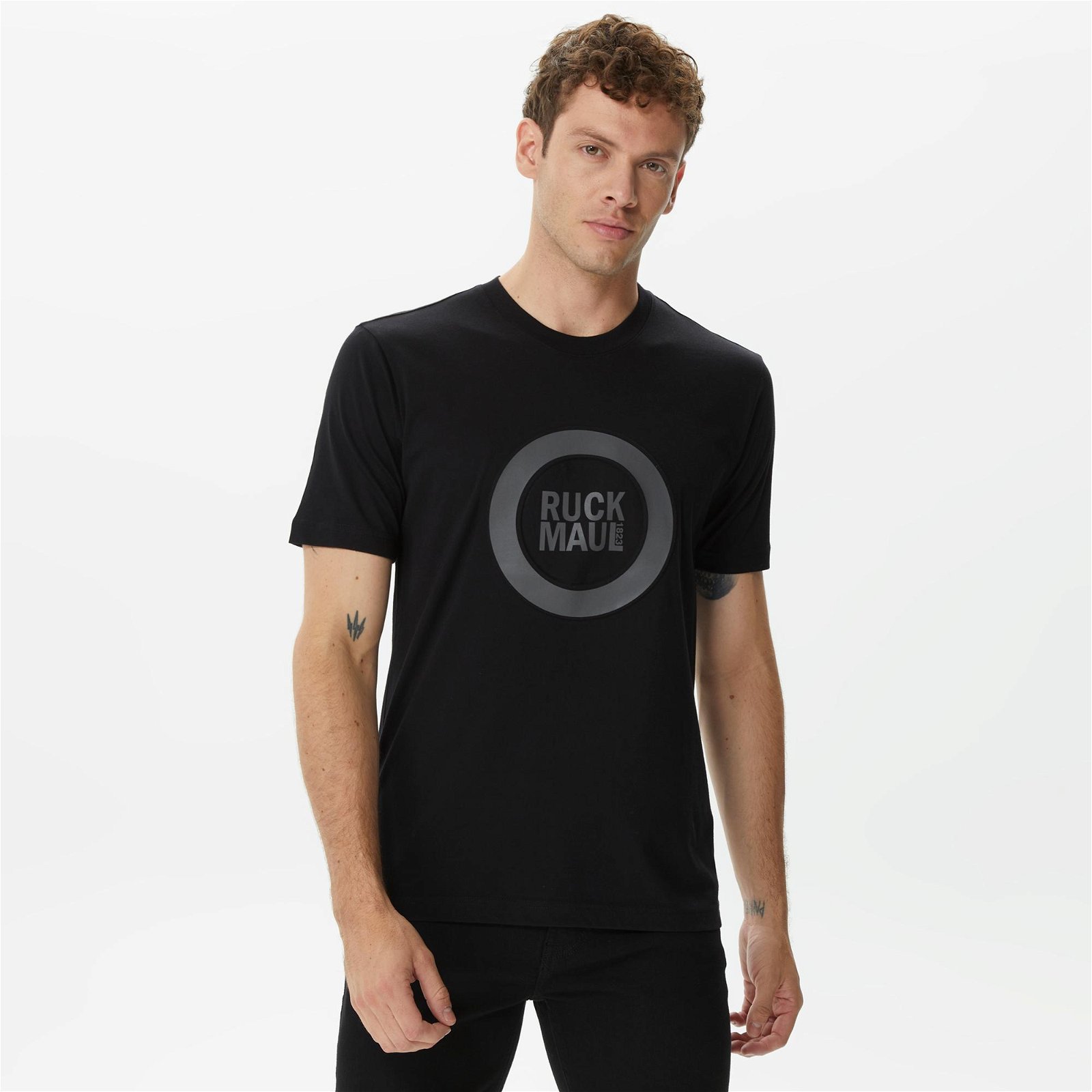 Ruck&Maul Baskılı Erkek Siyah T-Shirt