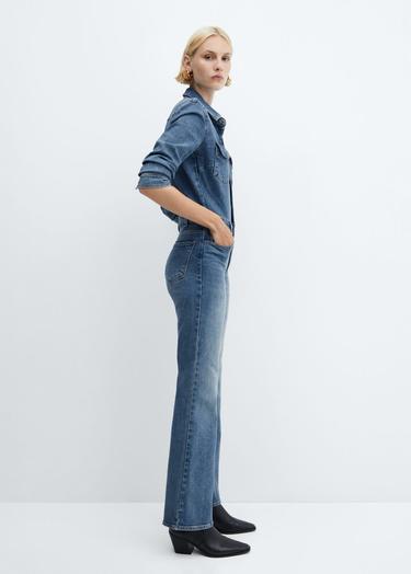  Mango Kadın Uzun Denim Tulum Orta Vintage Mavi