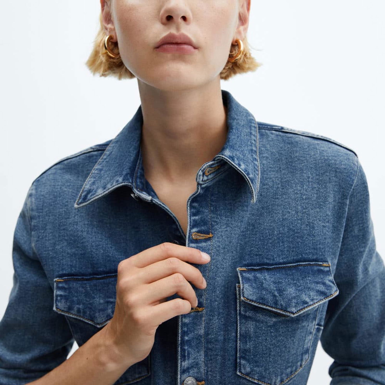 Mango Kadın Uzun Denim Tulum Orta Vintage Mavi