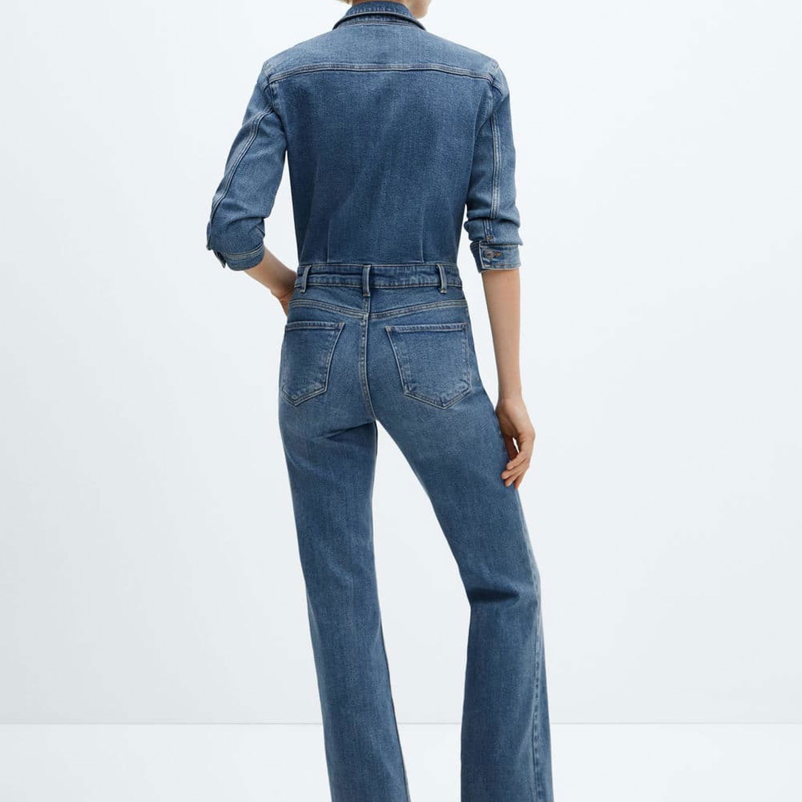 Mango Kadın Uzun Denim Tulum Orta Vintage Mavi