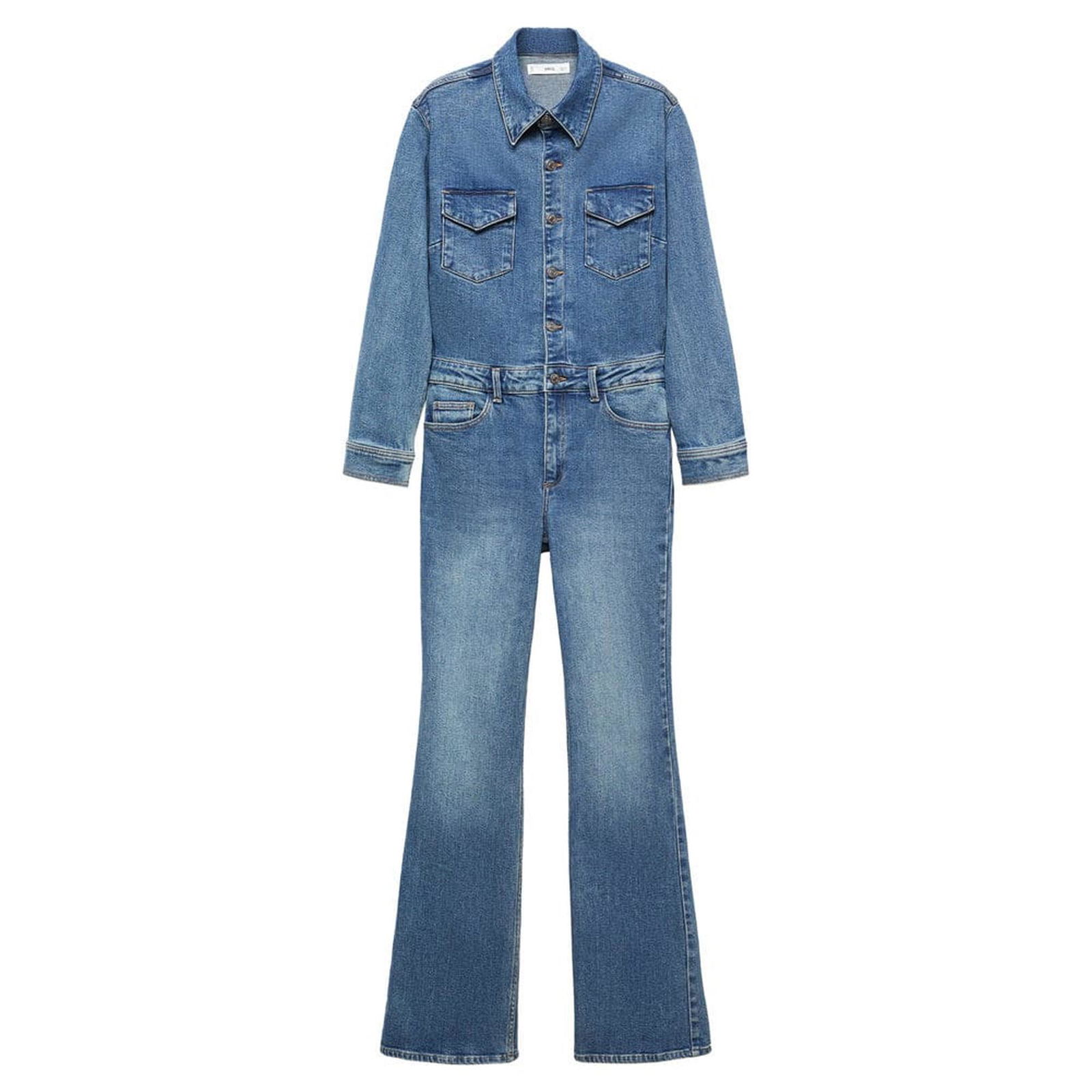 Mango Kadın Uzun Denim Tulum Orta Vintage Mavi