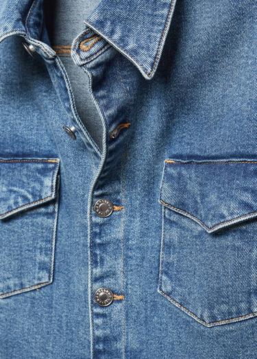  Mango Kadın Uzun Denim Tulum Orta Vintage Mavi