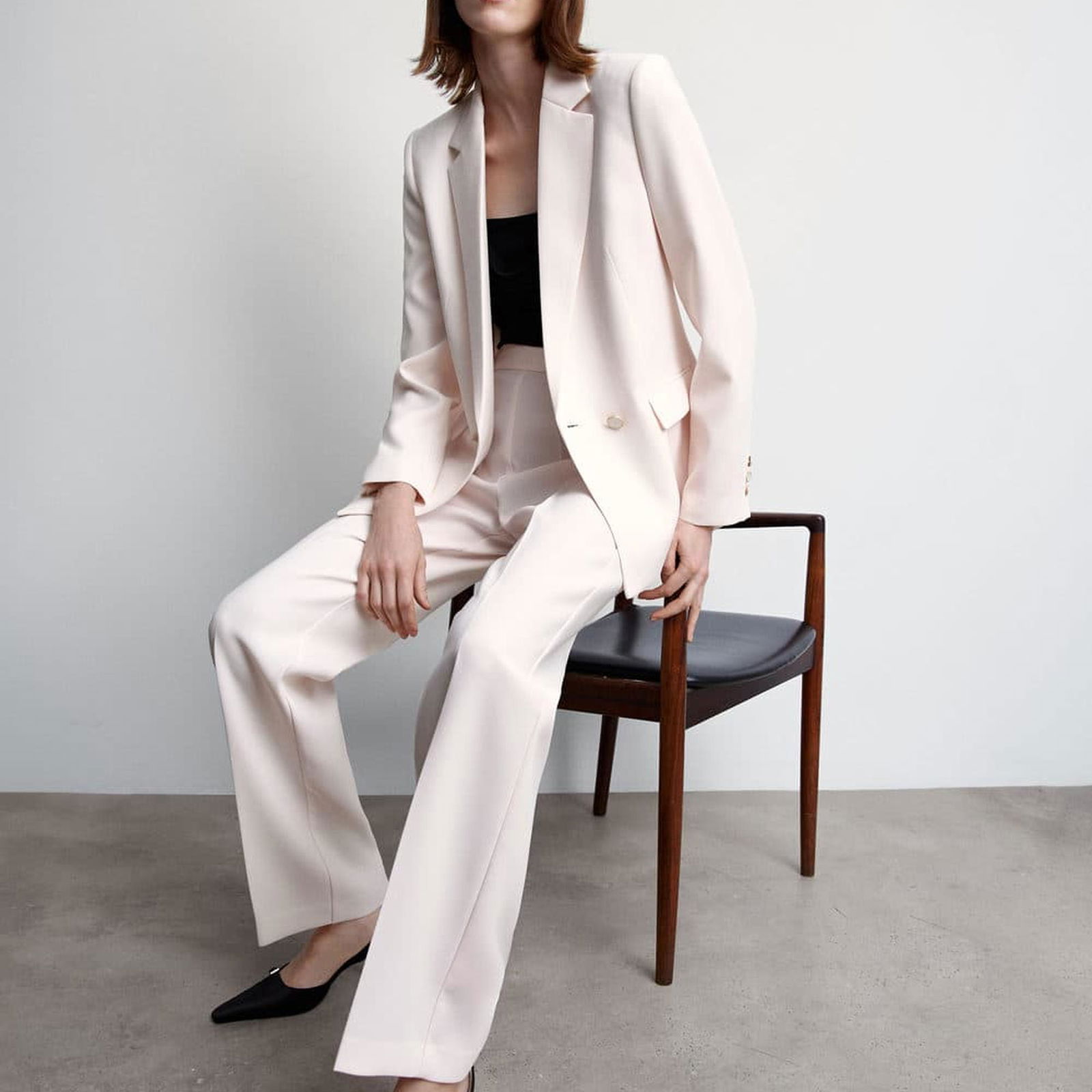 Mango Kadın Düğmeli Kumaş Blazer Ceket Ten Rengi