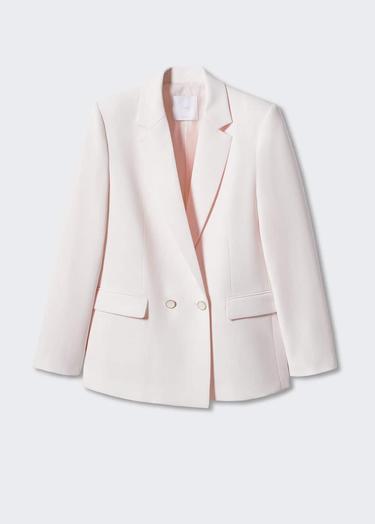  Mango Kadın Düğmeli Kumaş Blazer Ceket Ten Rengi