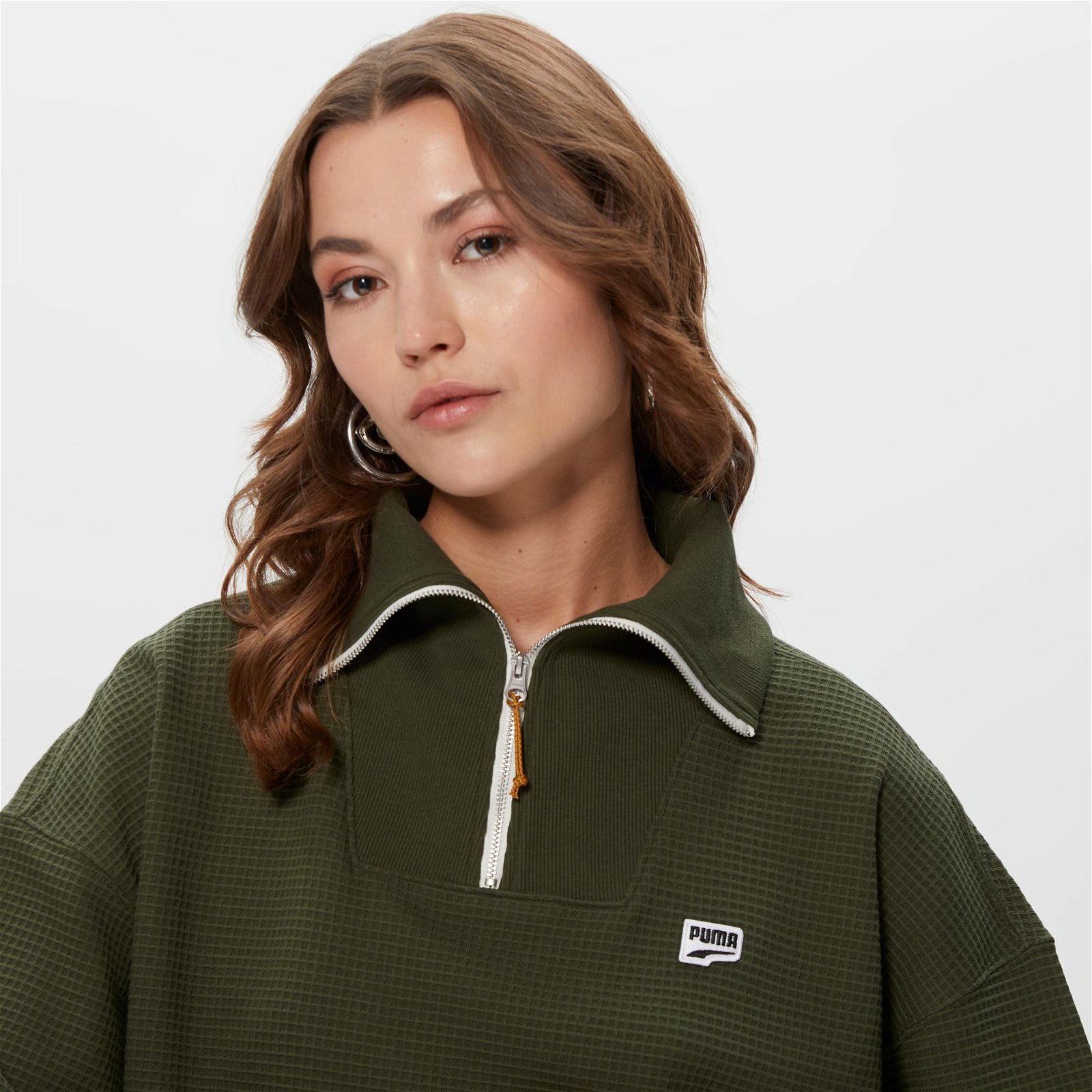 Puma Downtown HalfZip Kadın Yeşil Sweatshirt
