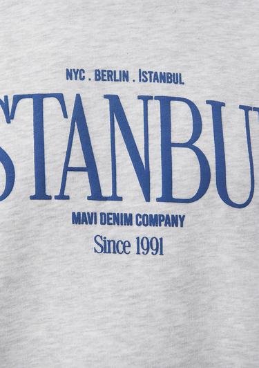  Mavi İstanbul Baskılı Gri Sweatshirt 1612006-82816