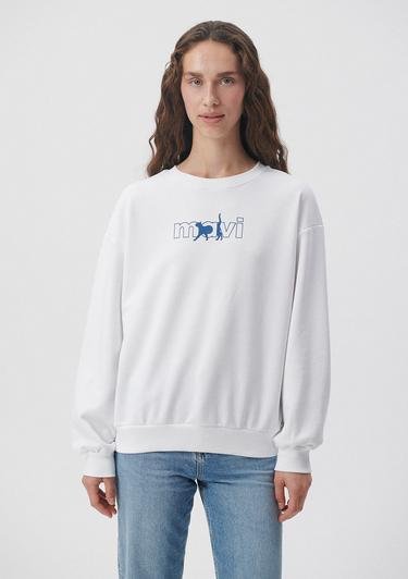  Mavi Mavi Kedi Logo Baskılı Beyaz Sweatshirt 1611974-620