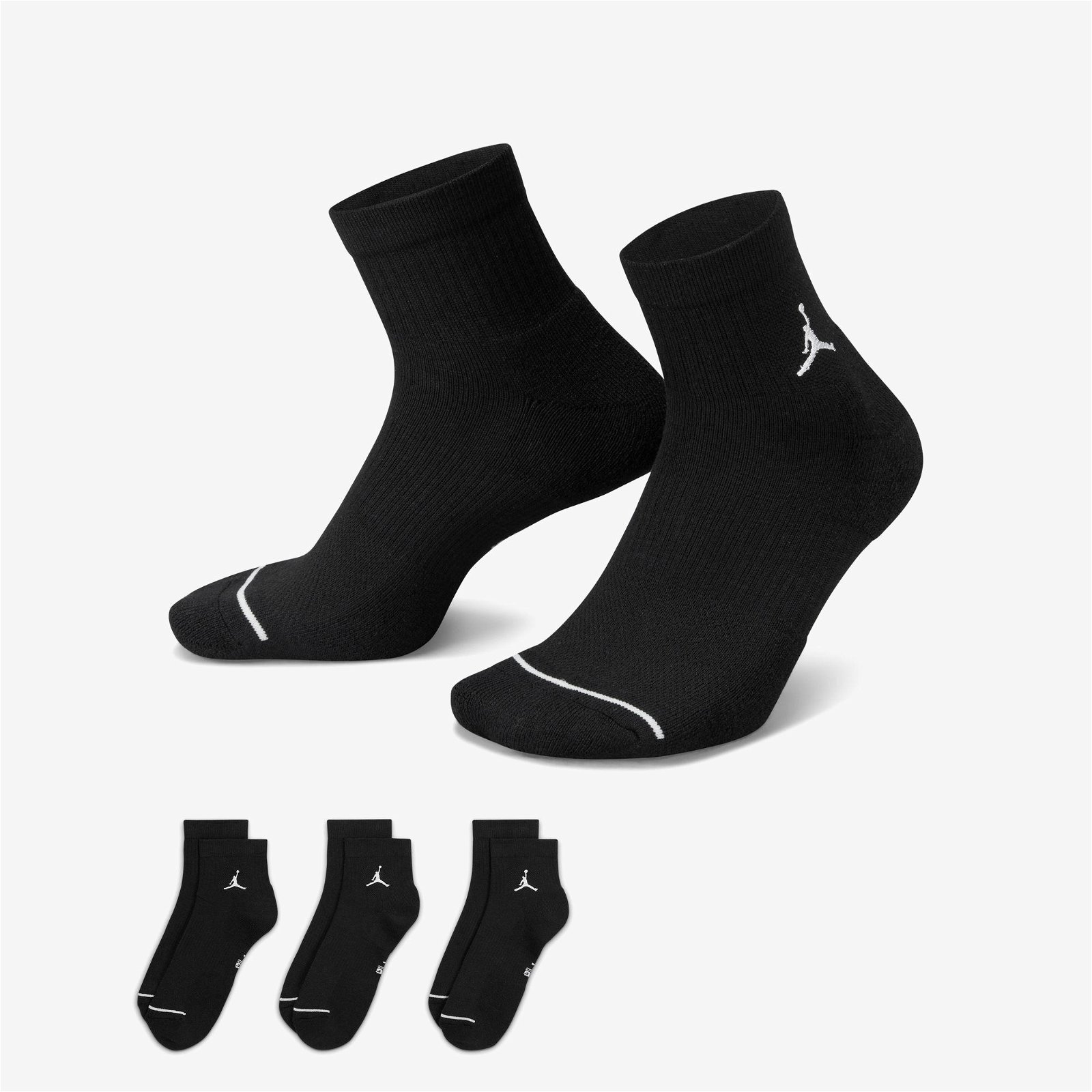 Jordan Ed Cush Poly Ankle 3'lü Unisex Siyah Çorap