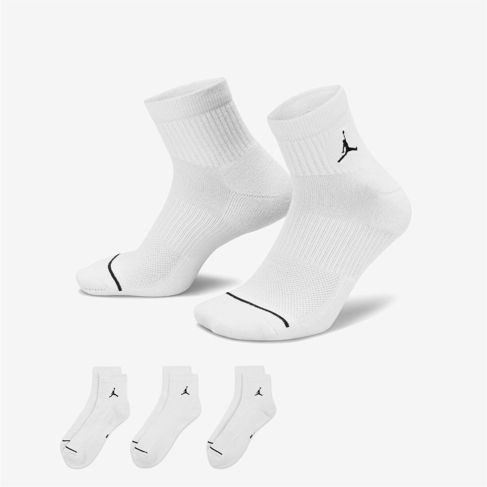 Jordan Everyday Cush Poly Ankle 3'lü Unisex Beyaz Çorap
