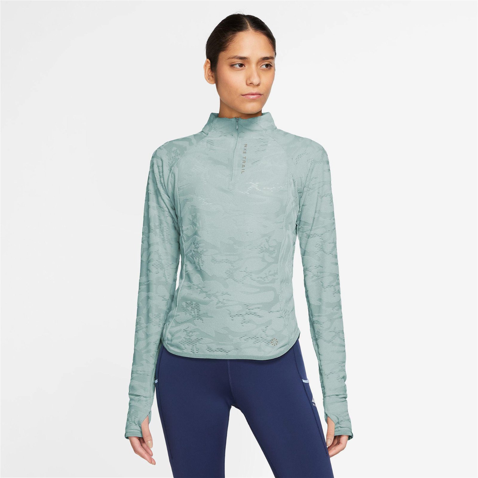 Nike Trail Dri-FIT Midlayer Kadın Yeşil Uzun Kollu T-Shirt