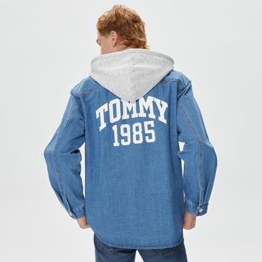  Tommy Jeans Hooded Denim Erkek Lacivert Ceket