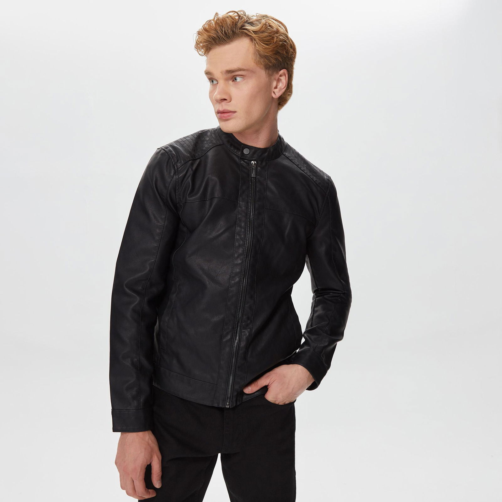 ONLY&SONS Onsmike Pu Racer Erkek Siyah Ceket