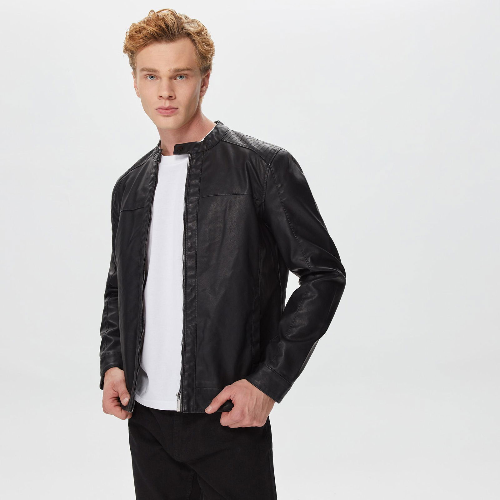 ONLY&SONS Onsmike Pu Racer Erkek Siyah Ceket