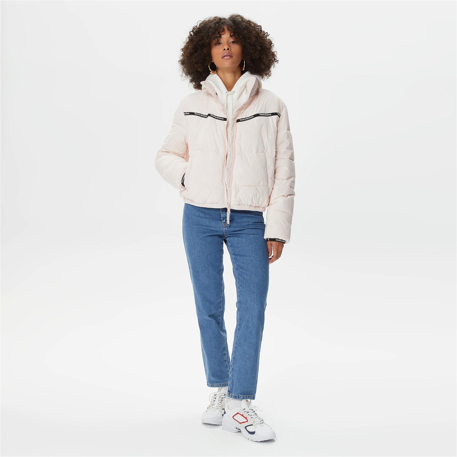 Tommy Jeans Quilted Tape Light Puffer Kadın Pembe Mont