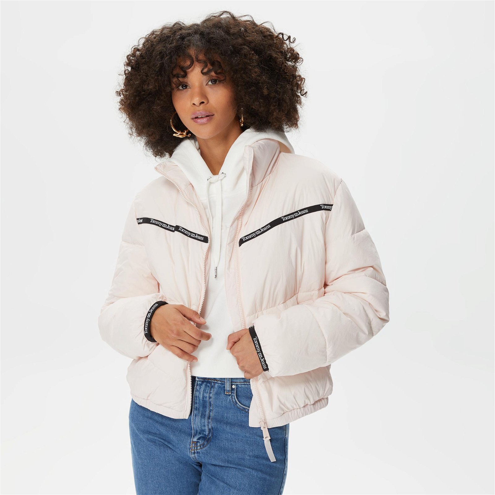Tommy Jeans Quilted Tape Light Puffer Kadın Pembe Mont