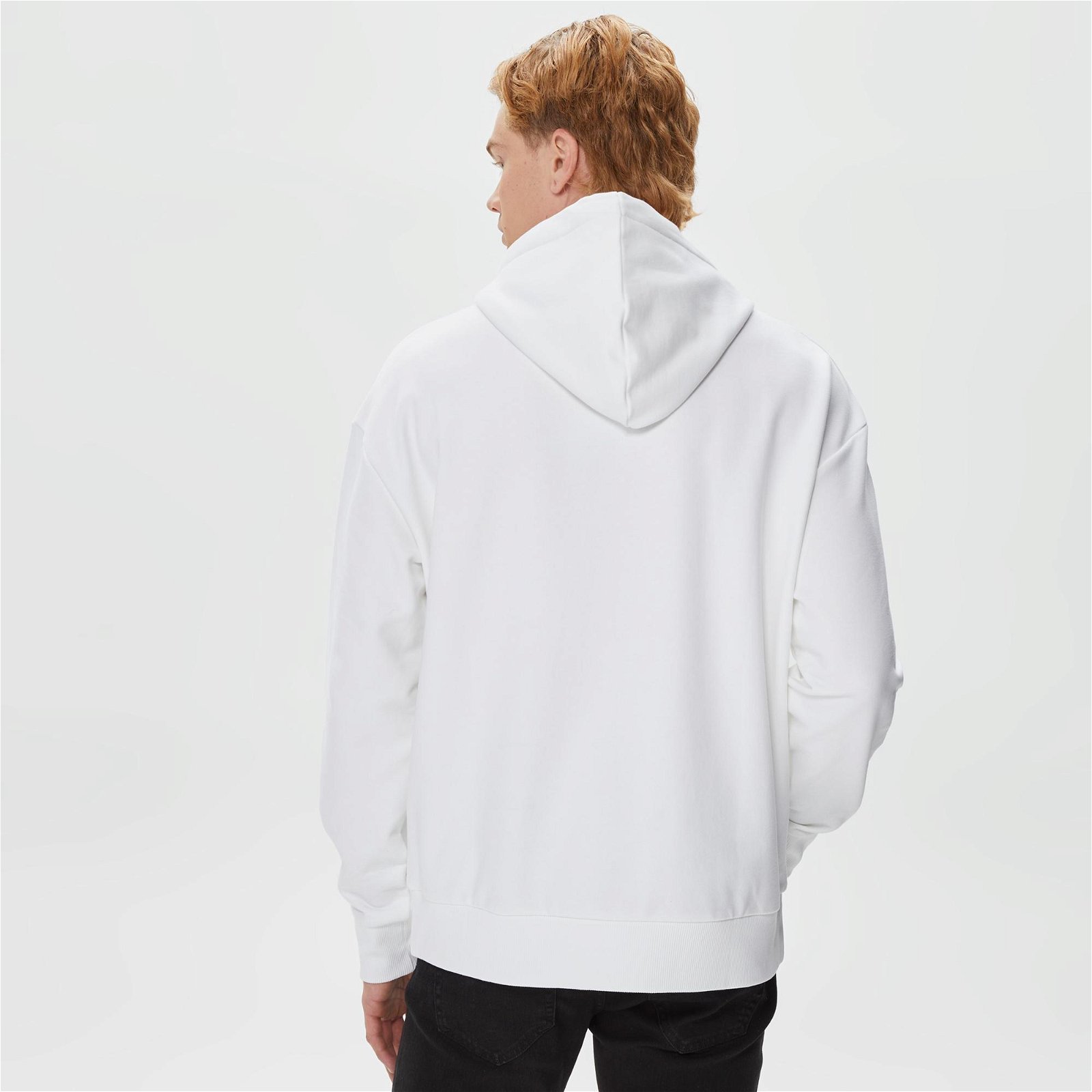 Calvin Klein Mixed Print Stencil Logo Beyaz Erkek Sweatshirt