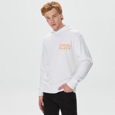  Calvin Klein Bold Color Institutional Beyaz Erkek Sweatshirt