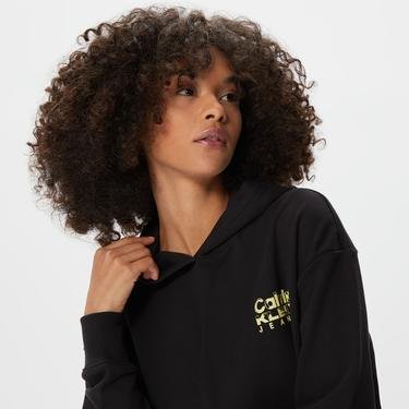  Calvin Klein Colorful Artwork Cropped Siyah Kadın Sweatshirt