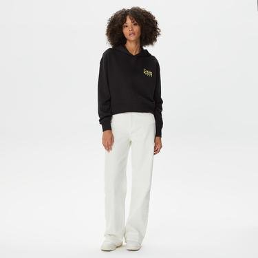  Calvin Klein Colorful Artwork Cropped Siyah Kadın Sweatshirt