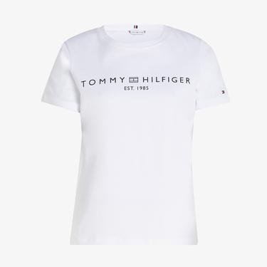  Tommy Hilfiger Regular Corp Logo Crew Neck Kadın Beyaz T-Shirt
