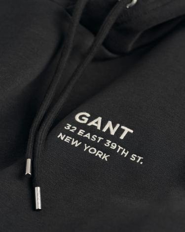  GANT Erkek Siyah Regular Fit Kapüşonlu Logolu Sweatshirt