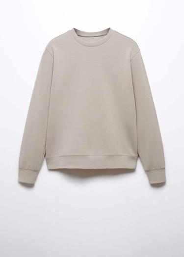  Mango Erkek Nefes Alabilen Geri Dönüştürülmüş Kumaştan Sweatshirt Buz Grisi