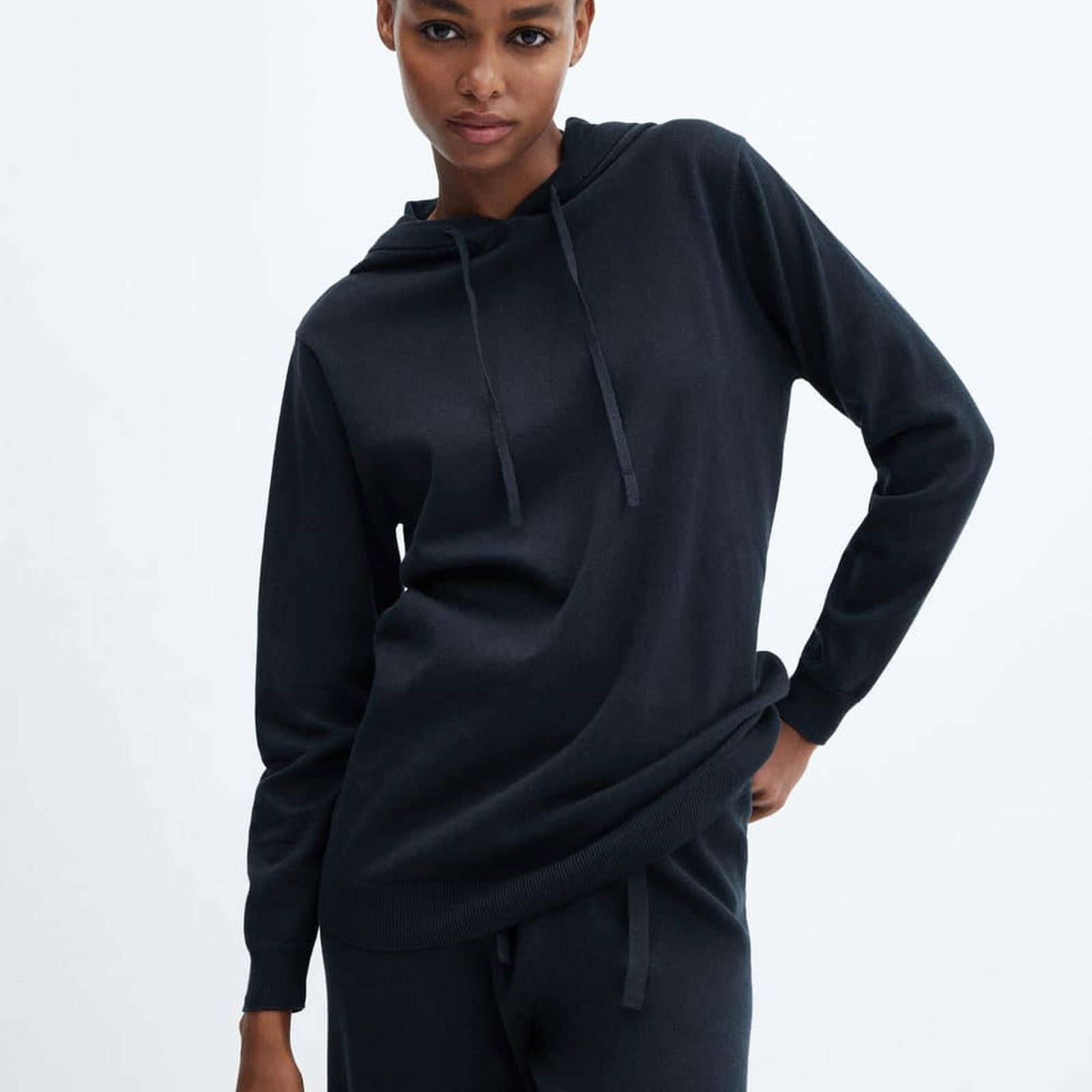 Mango Kadın Pamuk Ve Keten Kapüşonlu Pijama Sweatshirt Lacivert