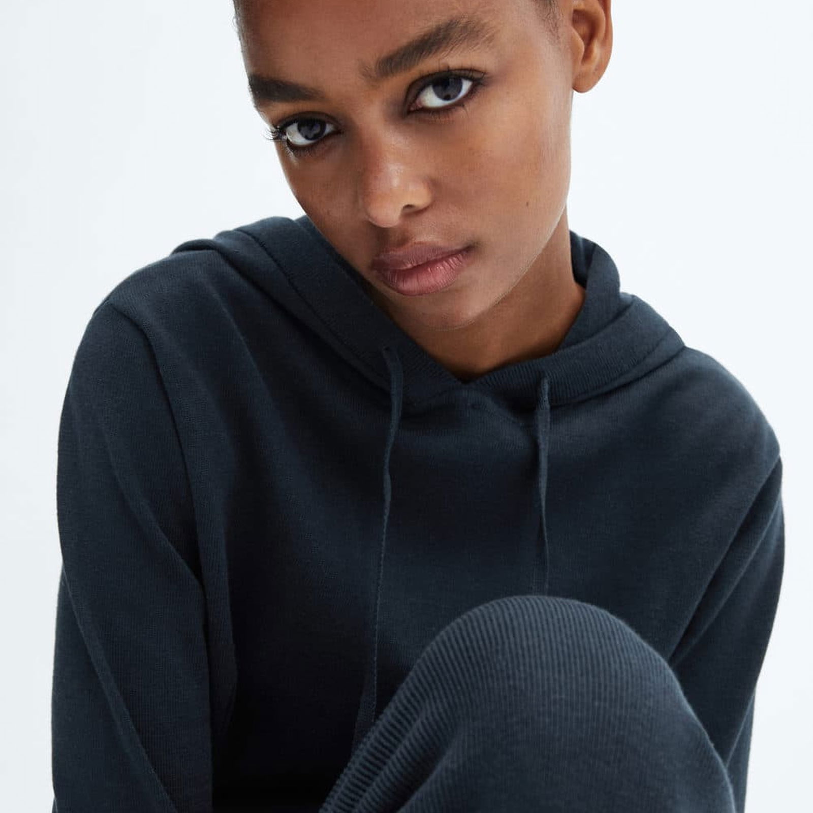 Mango Kadın Pamuk Ve Keten Kapüşonlu Pijama Sweatshirt Lacivert