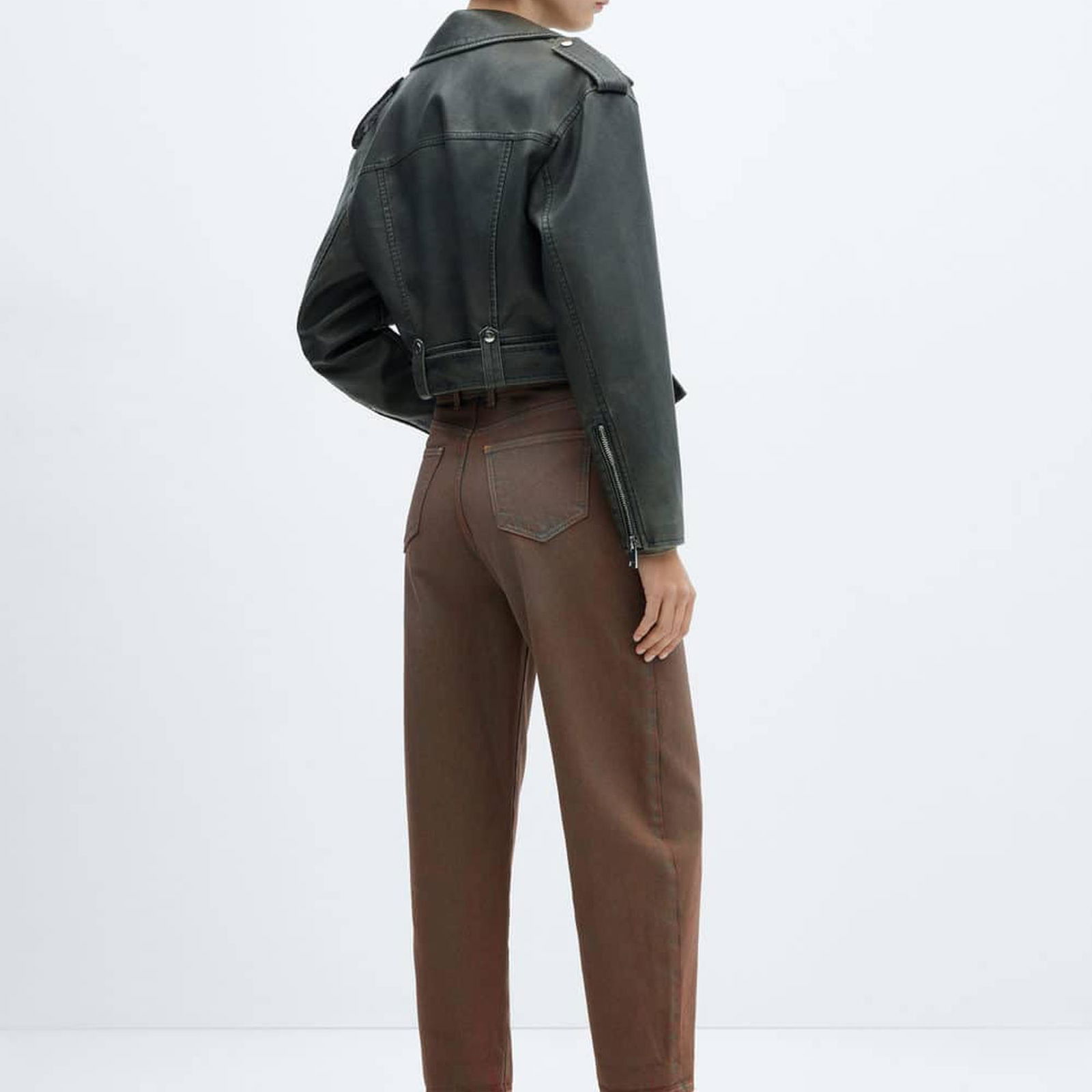 Mango Kadın Yüksek Bel Slouchy Jean Pantolon Kahverengi