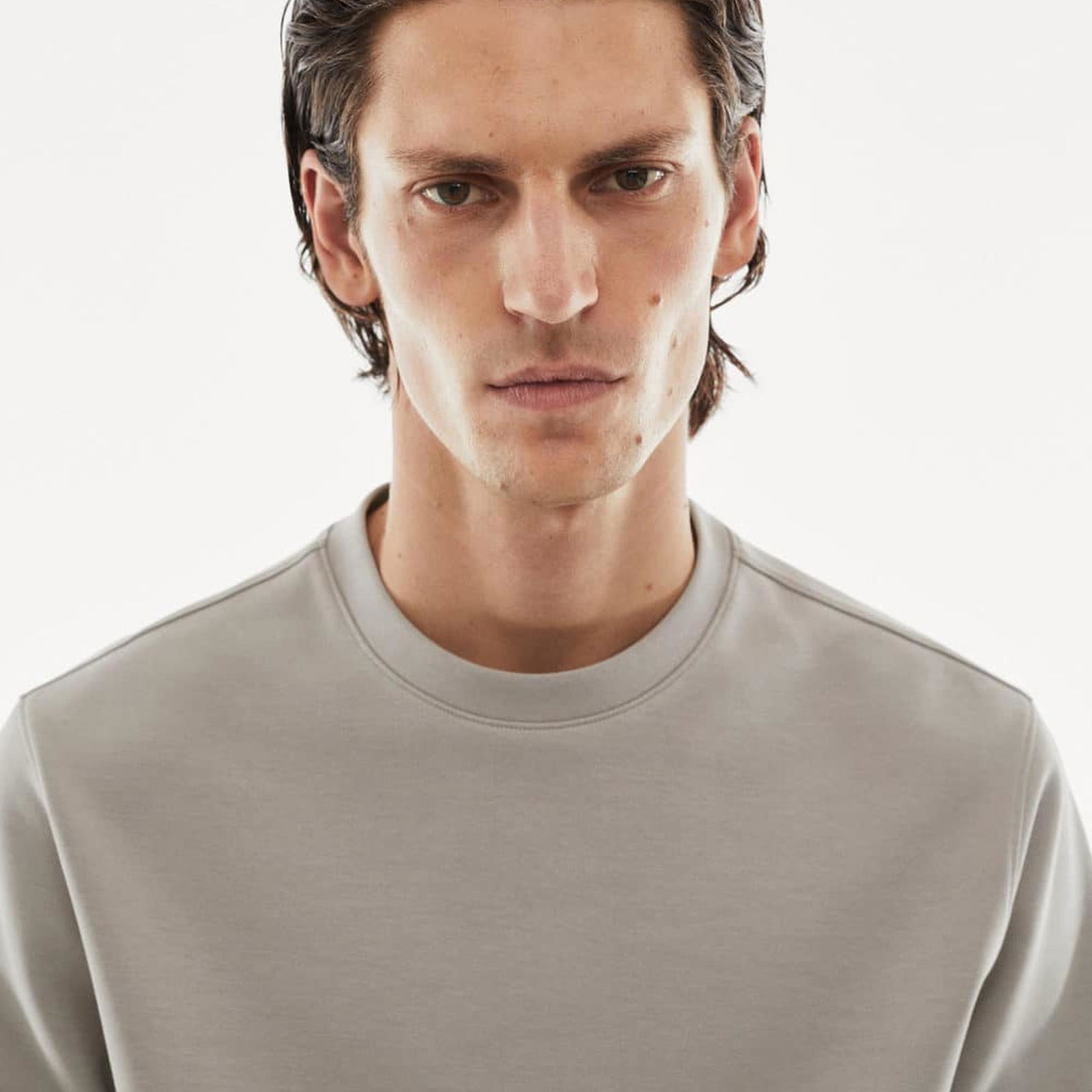 Mango Erkek Nefes Alabilen Geri Dönüştürülmüş Kumaştan Sweatshirt Buz Grisi