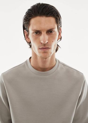  Mango Erkek Nefes Alabilen Geri Dönüştürülmüş Kumaştan Sweatshirt Buz Grisi