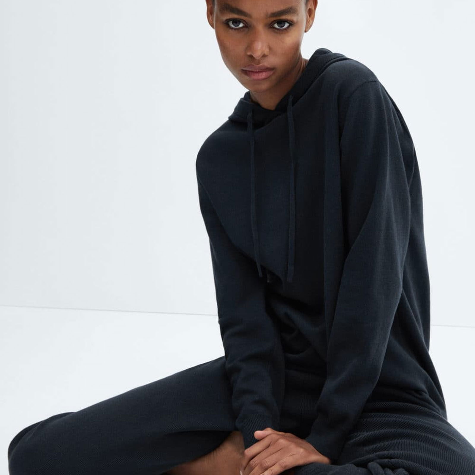 Mango Kadın Pamuk Ve Keten Kapüşonlu Pijama Sweatshirt Lacivert