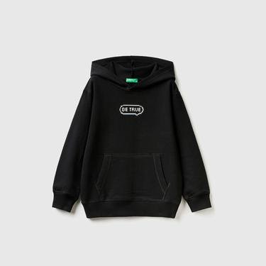  Benetton Baskılı Çocuk Siyah Sweatshirt