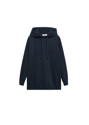 Mango Kadın Pamuk Ve Keten Kapüşonlu Pijama Sweatshirt Lacivert