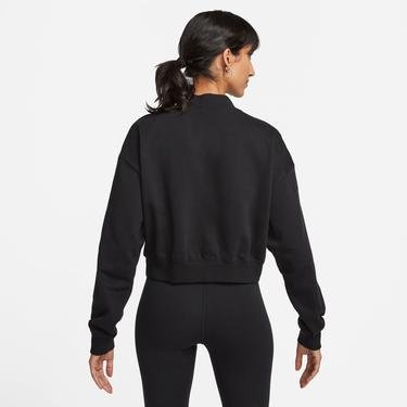  Nike Sportswear Club Fleece Oversize Crop Full Zip Kadın Siyah Sweatshirt