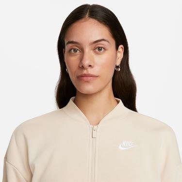  Nike Sportswear Club Fleece Oversize Crop Full Zip Kadın Beyaz Sweatshirt