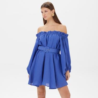  Dahlia Bianca Lauren Kadın Mavi Elbise