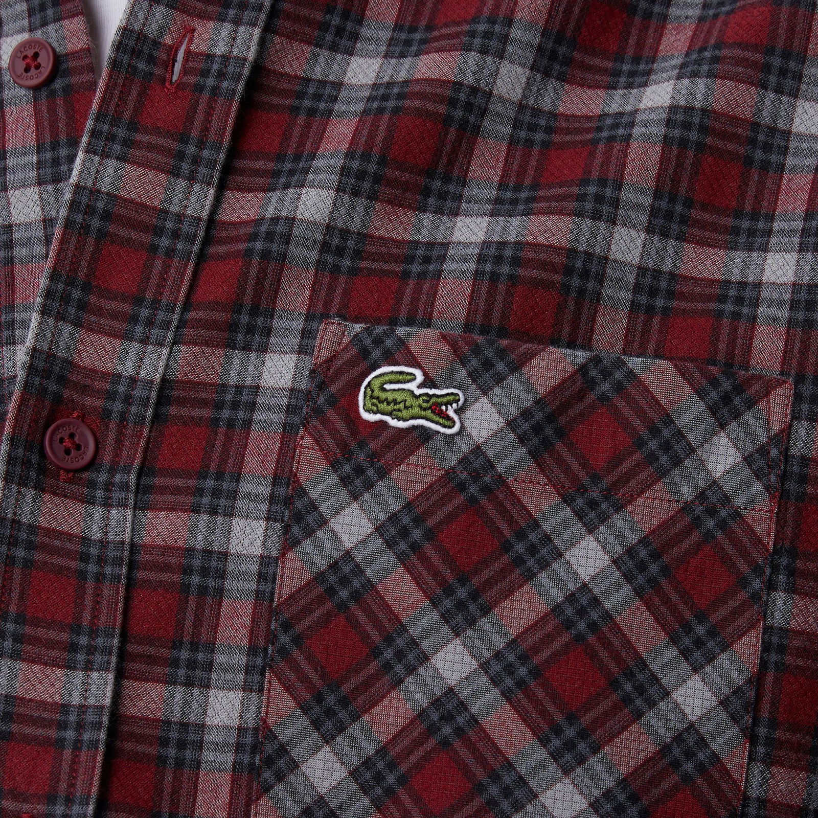 Lacoste Erkek Slim Fit Ekose Bordo Gömlek