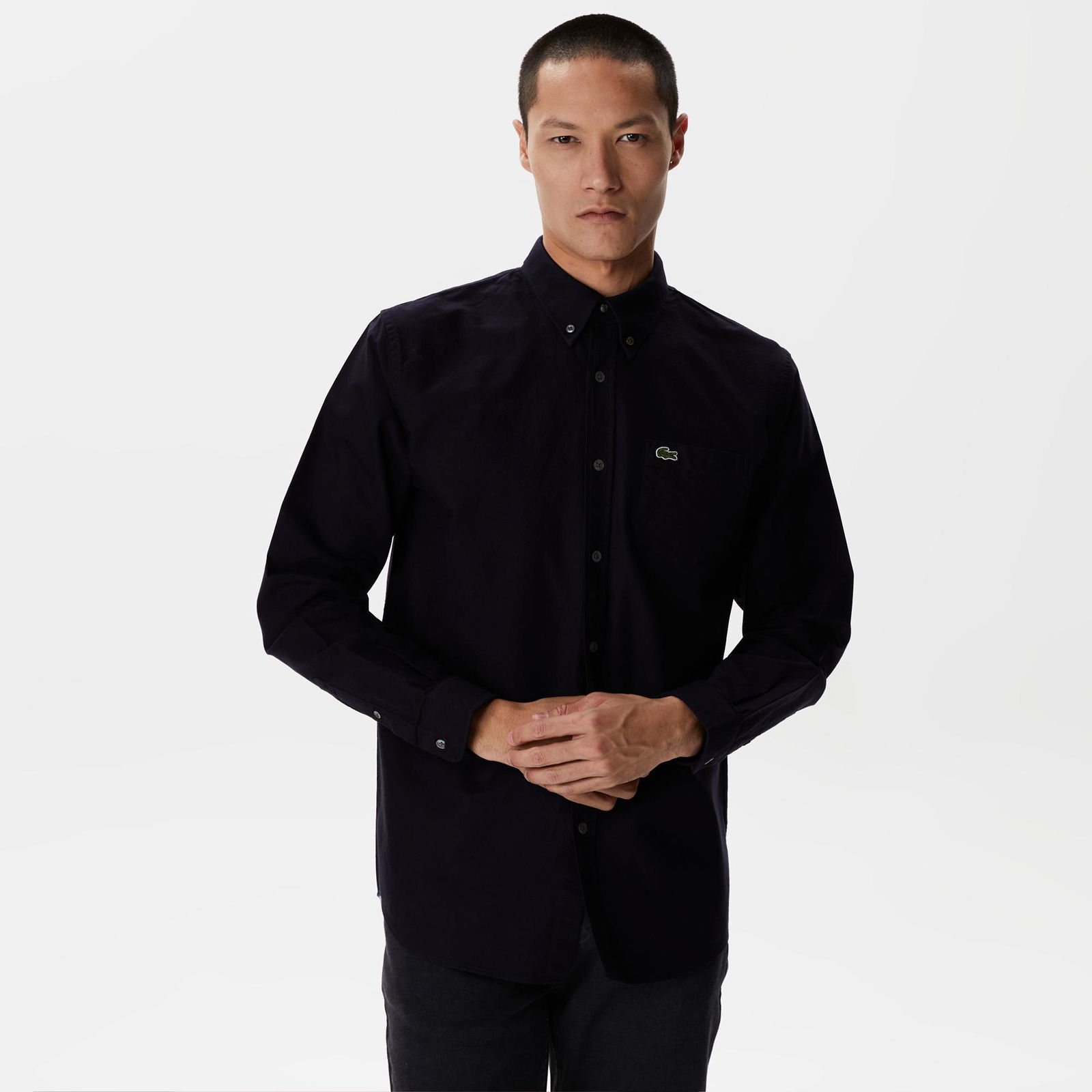 Lacoste Erkek Regular Fit Düğmeli Yaka Organik Pamuk Lacivert Gömlek