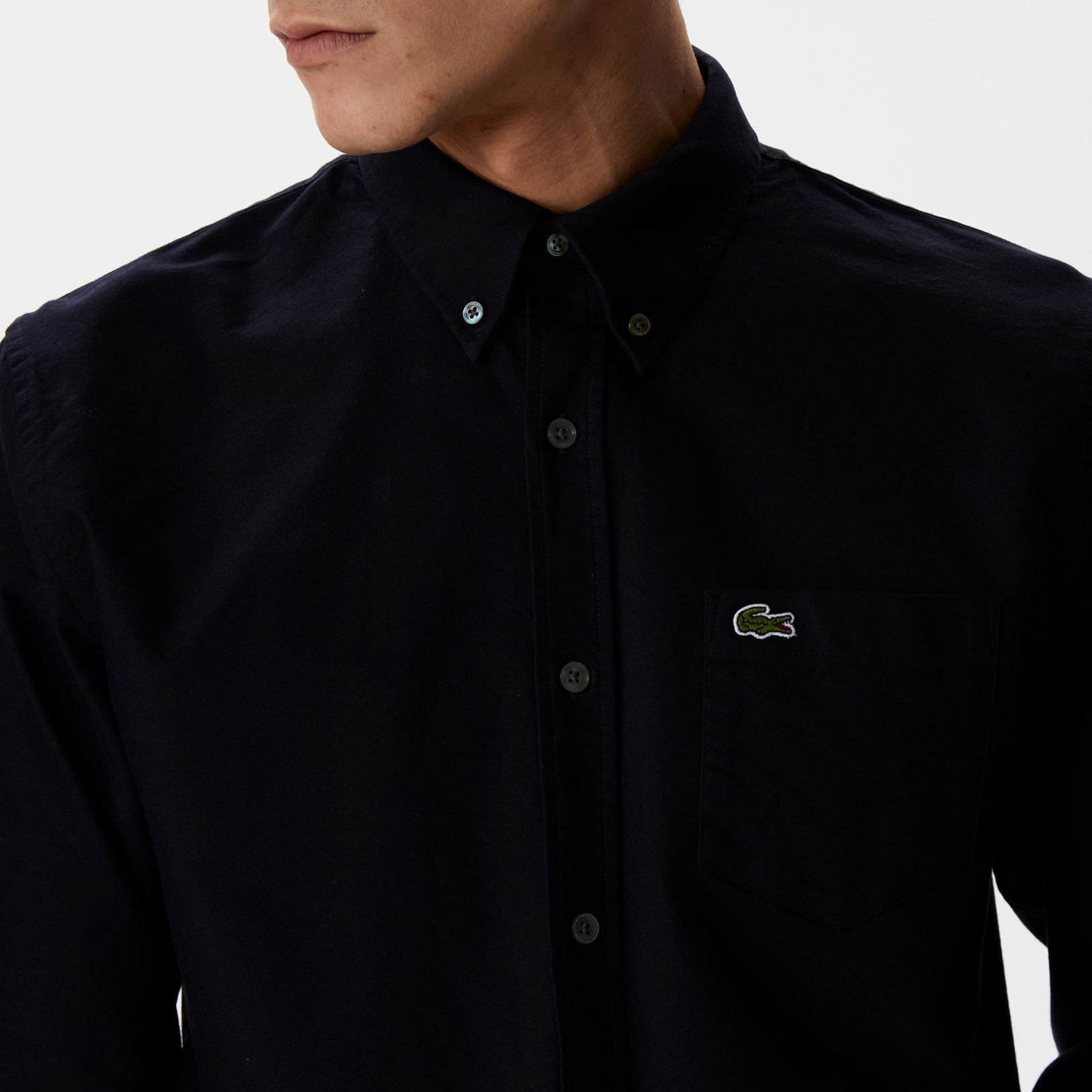 Lacoste Erkek Regular Fit Düğmeli Yaka Organik Pamuk Lacivert Gömlek